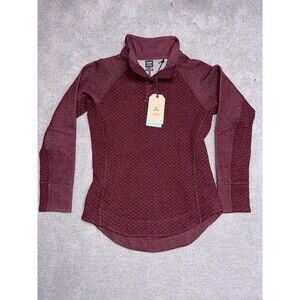 Prana Womens Frozen Falls Sweater XS Red Mulberry Wool Pullover Layer Hiking